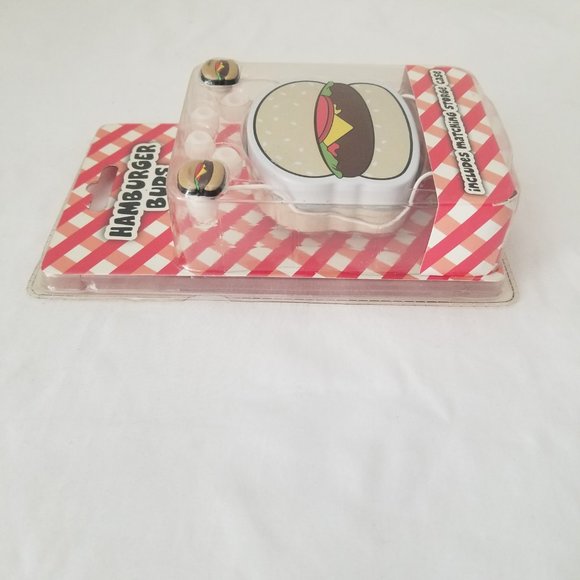 HOT TOPIC Fun Hamburger Ear Buds with Storage Case in it s Original Package RARE - Picture 4 of 10